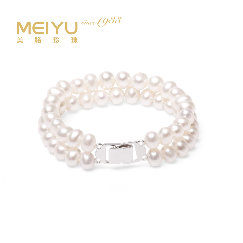 美裕 淡水珍珠花样手链  6.5-7.5mm白 双排 103397