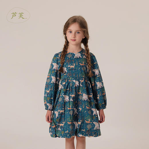 【马克珍妮 芦芙】秋装新款满底花卉纯棉花苞连衣裙 231533 商品图1