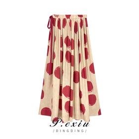 04-3潘依绣丁丁宠粉PanYiXiu/潘依绣【罗马黄昏】夏季时髦优雅波点百褶半身裙 W-61442