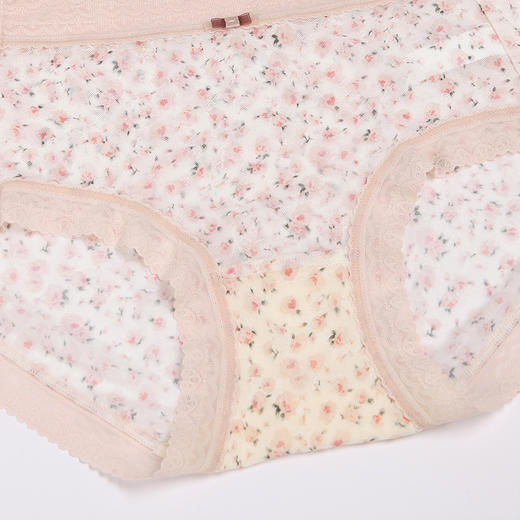 都市丽人基础系列纯色蕾丝网布平角女士内裤中腰平角裤LK35F2 商品图6