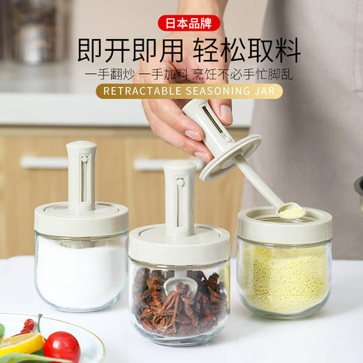 日本 Worldlife和匠 勺盖一体调味罐 加厚玻璃 防尘防潮 商品图1