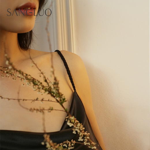 桑罗荡领吊带性感编织肩带礼服连衣裙睡裙 商品图1