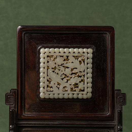 清 红木嵌玉透雕喜上眉梢砚屏 商品图2