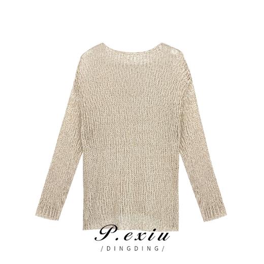 3-1潘依绣丁丁宠粉  春夏宽松显瘦慵懒风镂空针织长袖上衣 Z033 商品图1