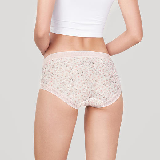 都市丽人基础系列纯色蕾丝网布平角女士内裤中腰平角裤LK35F2 商品图2
