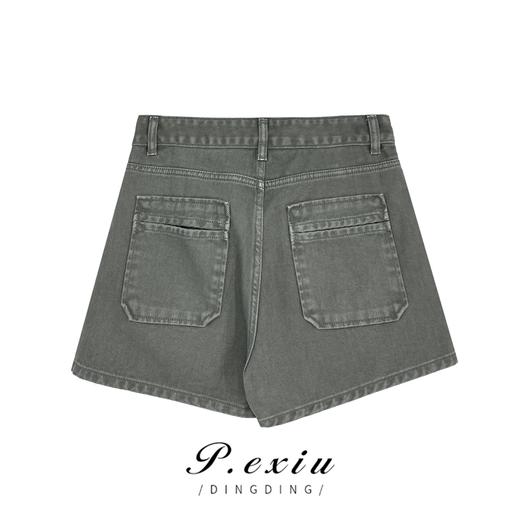 04-3潘依绣丁丁宠粉夏季水洗复古宽松简约时尚百搭阔腿牛仔短裤 D5925 商品图1