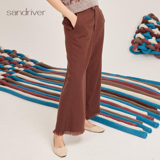 羊绒流苏边休闲女裤SJF95W656W 商品图3