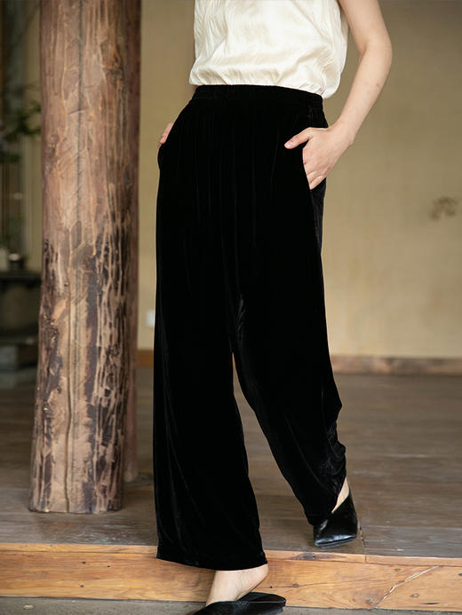 牧衣游原创丝绒净色长裤宽松 限量福利款------ 倚东风【不支持会员折】 商品图1