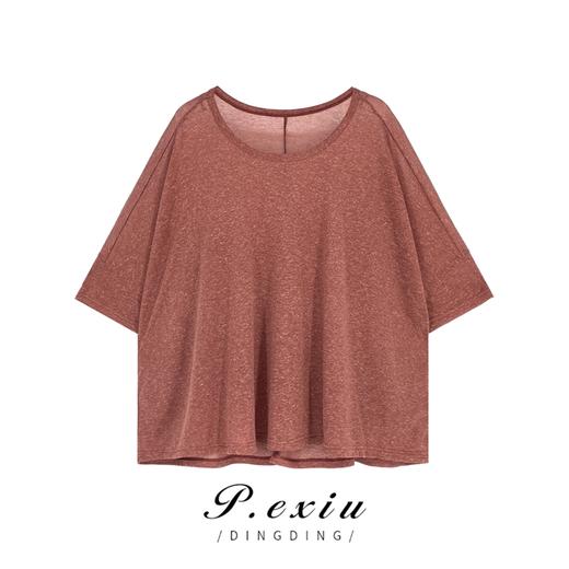 03-4潘依绣丁丁宠粉【玫瑰云霞】亚-麻-夏季宽松显瘦短袖T恤 W-61322 商品图0