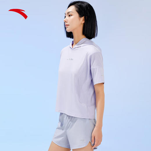安踏运动短T2023夏季女子针织连帽短T短袖外套防晒跑步旅行 商品图2