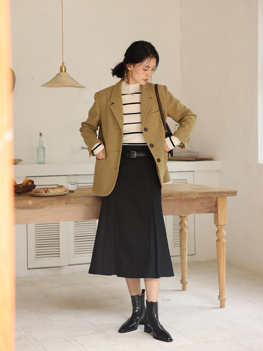 HeyDress法式黑色半身裙女秋季高腰显瘦浪漫鱼尾设计感A字半裙子 商品图3