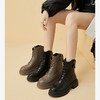 西遇厚底马丁靴女新款秋冬英伦风机车骑士靴中筒黑色粗跟短靴D2033975 商品缩略图0