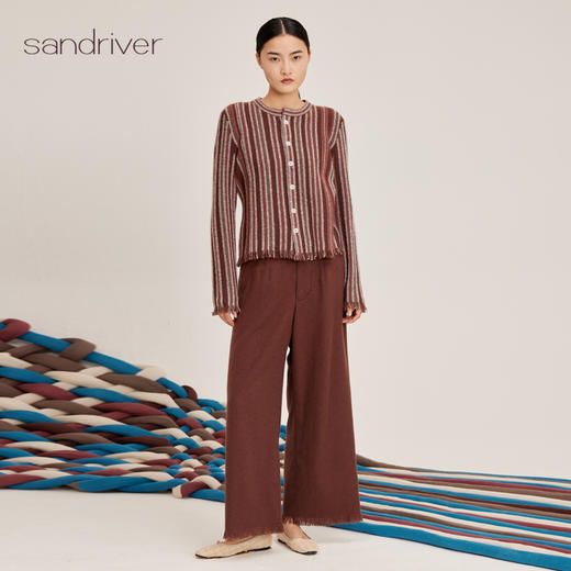 羊绒流苏边休闲女裤SJF95W656W 商品图4