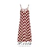 04-3潘依绣丁丁宠粉PanYiXiu/潘依绣人-丝-气质显瘦高级质感棋盘格吊带连衣裙W-61345 商品缩略图1