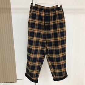 01-1潘依绣丁丁宠粉  橘色格子加绒松紧腰休闲裤  W-6318