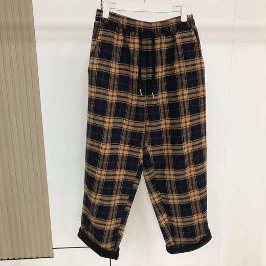 01-1潘依绣丁丁宠粉  橘色格子加绒松紧腰休闲裤  W-6318 商品图0