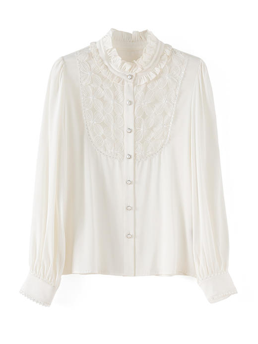 名媛气质，通勤显瘦重工绣花真丝双乔19姆米上衣WLZD-2321209 商品图4