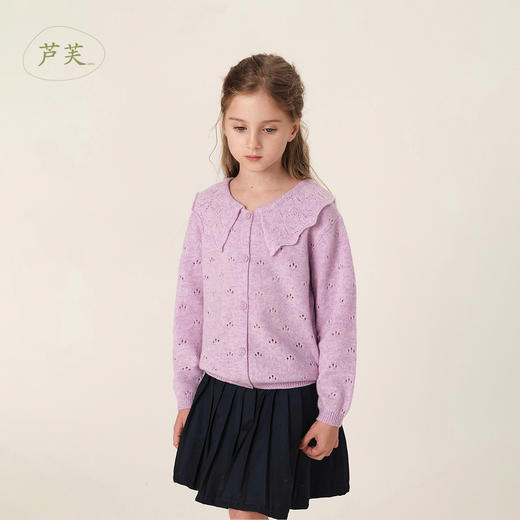 【马克珍妮 芦芙】秋装新款绵羊毛花边柔软翻领毛衣 231912 商品图2