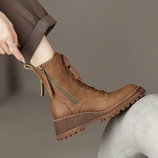 秋冬新款，厚底纯色侧拉链马丁靴HBP-3619 商品图2