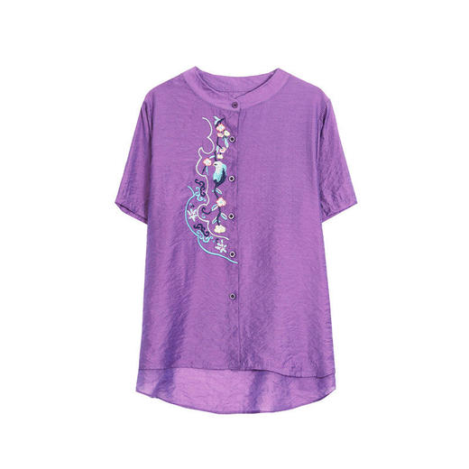 DD-新款五分袖棉麻刺绣宽松大码唐装衬衫衬衣 商品图4