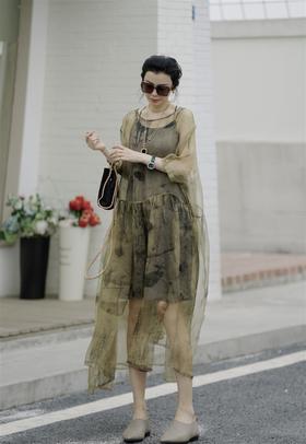 PanYiXiu/潘依绣【云想衣裳】真-丝夏季国风两件套连衣裙 W-61346