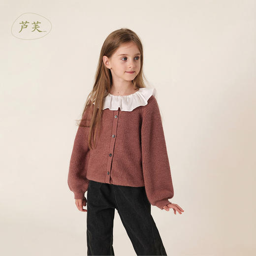 【马克珍妮 芦芙】秋装新款 女童羊毛柔软微弹圆领毛衣231927 商品图1