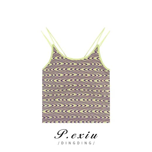 PanYiXiu/潘依绣水波纹撞色系带小众时尚吊带背心美背 ZQ001 商品图2