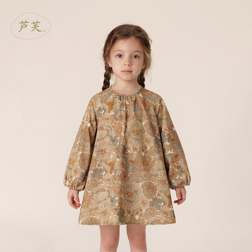 【马克珍妮 芦芙】秋装新款 女童纯棉油画风连衣裙 231605 商品图0