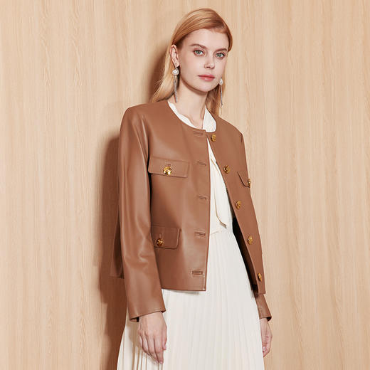 EITIE爱特爱冬季新款气质羊毛羊皮革皮衣外套7193803 商品图1