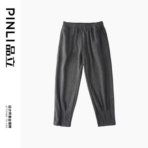PINLI品立秋季新款提花雪尼尔九分裤男士潮牌百搭直筒休闲裤B233117056 商品图5