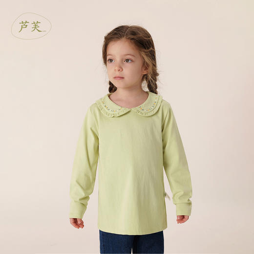【马克珍妮 芦芙】秋装新款 女童花边领纯棉长袖打底衫T恤 231697 商品图2