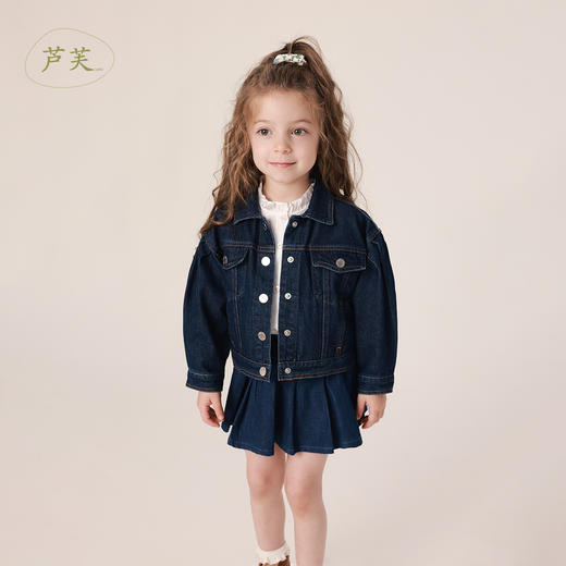 【马克珍妮 芦芙】春装新款 女童落肩袖纯棉牛仔外套230170 商品图0