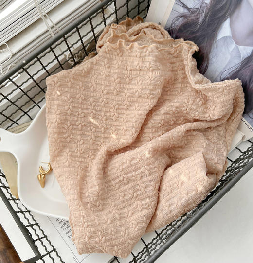 老米优品/小仙女的蕾丝衫《温柔泡泡蕾丝仙气打底衫》精美的小树叶花型无比治愈~~亲肤弹力好。T230907B 商品图6