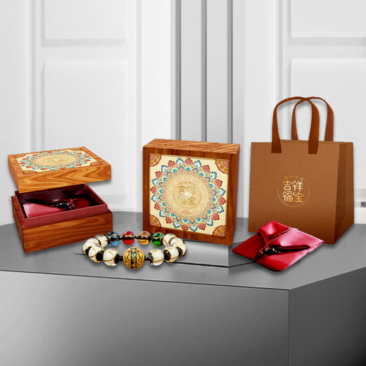 双龙男款 花丝金珠0.6克 琉璃黄金手串 商品图3