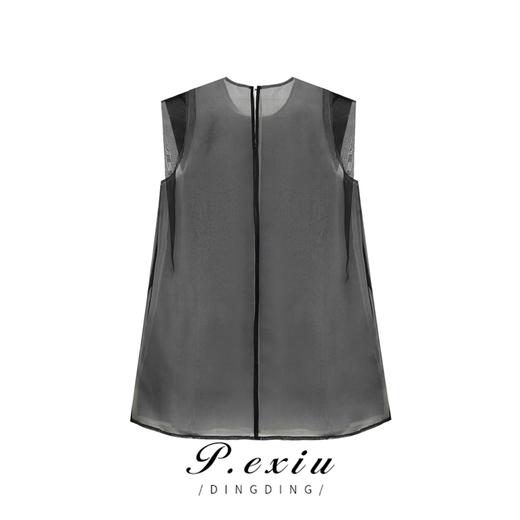 03-5潘依绣丁丁宠粉【奇妙艺术】真-丝拼接双层无袖衬衫 MY23155 商品图1