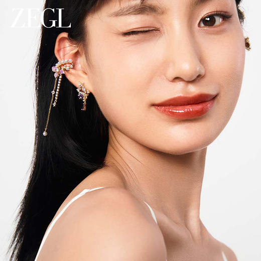 【zegl耳妆盘】紫丁香系列流苏花朵耳夹女小众耳钉耳骨夹耳环耳饰 商品图4