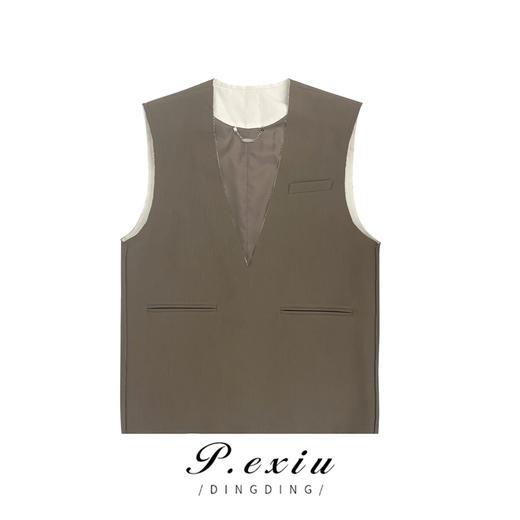 03-4潘依绣丁丁宠粉PanYiXiu/潘依绣【夏至未至】韩版V领无袖宽松简约西装马甲 SH2398 商品图0