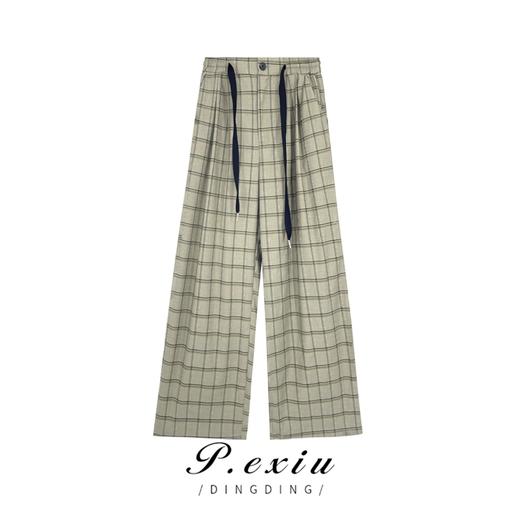 01-1潘依绣丁丁宠粉【微甜百利】韩版夏季宽松时尚直筒松紧腰休闲长裤 SH5039 商品图0