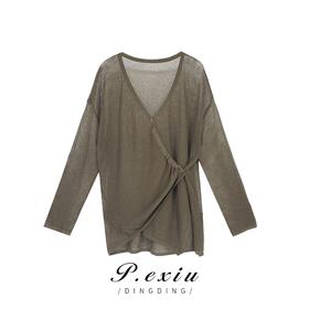 08-2潘依绣丁丁宠粉夏季韩版镂空慵懒风百搭气质针织上衣 ZZ0209