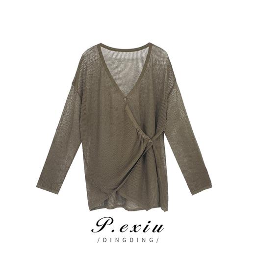 08-2潘依绣丁丁宠粉夏季韩版镂空慵懒风百搭气质针织上衣 ZZ0209 商品图0