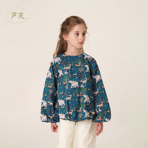 【马克珍妮 芦芙】秋装新款 动物涂鸦纯棉宽松衬衫 231599 商品图1