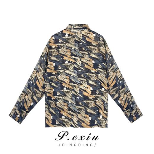 01-1潘依绣丁丁宠粉  夏季复古港风小众宽松时尚气质印花衬衫 SH5038 商品图1