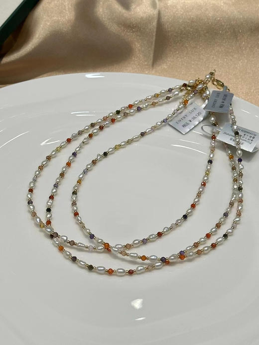 小仙女来 淡水野生极光keshi 项链 混彩色锆石 商品图0