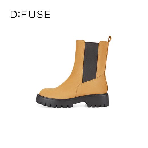 Dfuse迪芙斯冬新款牛皮大黄靴圆头厚底短靴女户外DF34116004 商品图4