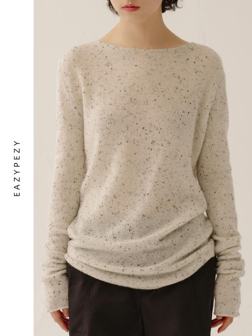 EAZYPEZY 2023AW 一字领点子纱羊绒衫 商品图1