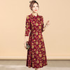 优雅时尚，秋款中长款印花连衣裙翻领长袖通勤气质妈妈装A字裙QYM-XQD-2C23132-L 商品缩略图2
