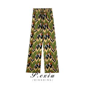 04-6潘依绣丁丁宠粉【迷醉森林】宽松复古松紧腰直筒休闲裤 W-61196