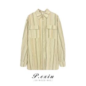 03-2潘依绣丁丁宠粉 【清秋美人】设计款绒面竖条纹秋冬衬衫  Z2321