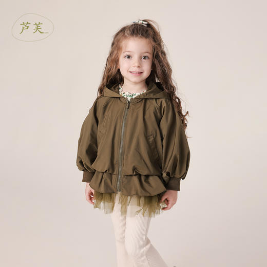 【马克珍妮 芦芙】春装新款 女童花苞廓形连帽外套230168 商品图0