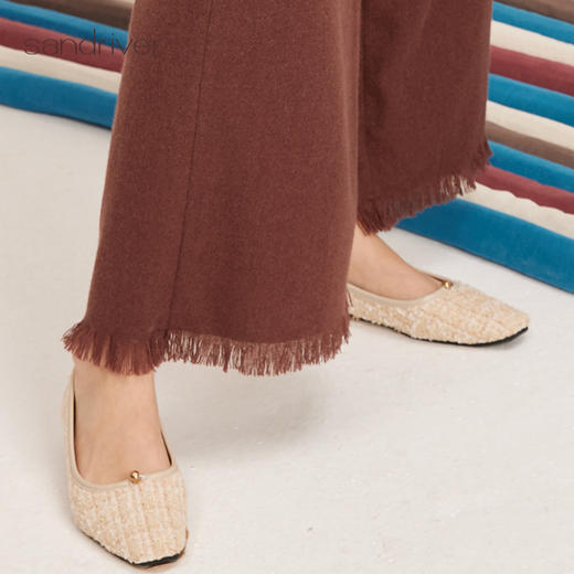 羊绒流苏边休闲女裤SJF95W656W 商品图1